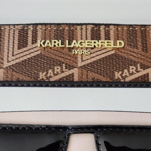 NEW! KARL LAGERFELD PARIS Logo Monogram Wristlet Clutch - Picture 12 of 15